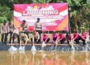 Wakapolda Kep. Babel beserta Bhayangkari Tabur Benih Ikan serta Tanam Tanaman Produktif di Mako Satbrimob Polda Kep. Babel